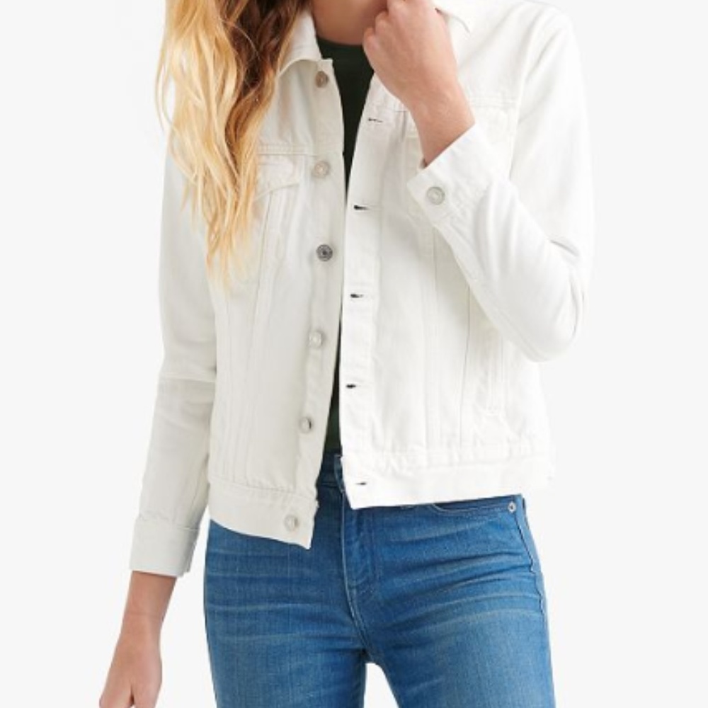 Lucky Brand White Cotton Denim Jacket